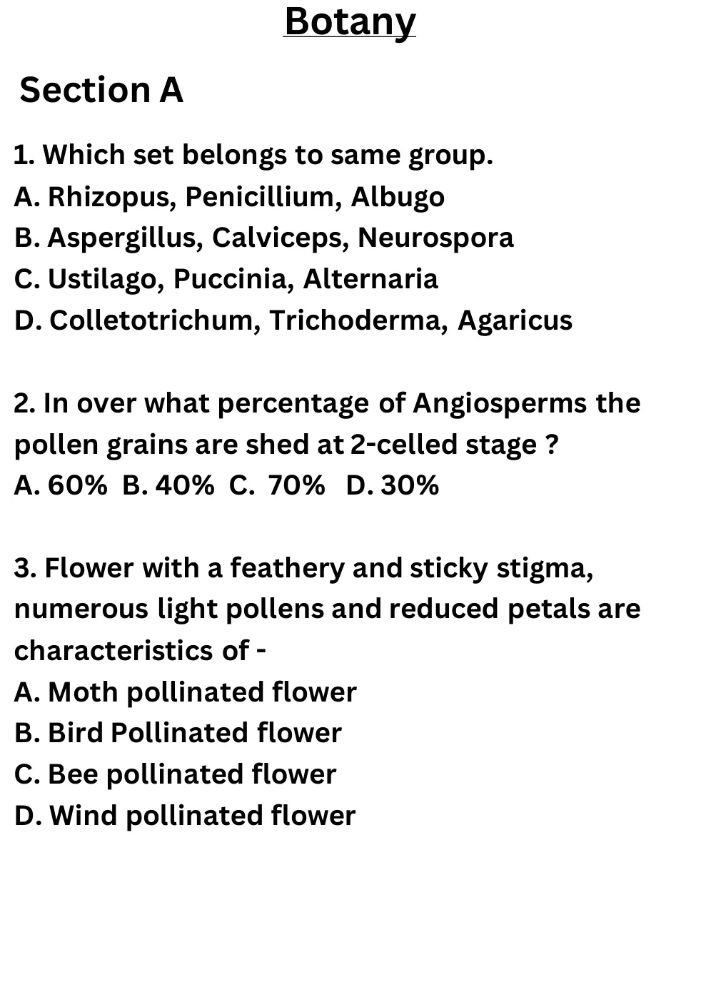 NEET Biology 100 Questions Mock 1 question sheet image 1