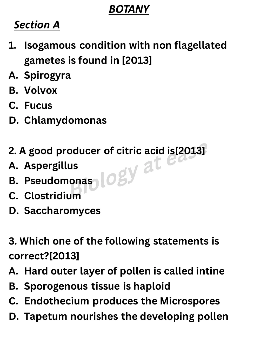 NEET Biology 100 Questions PYQs question sheet image 1
