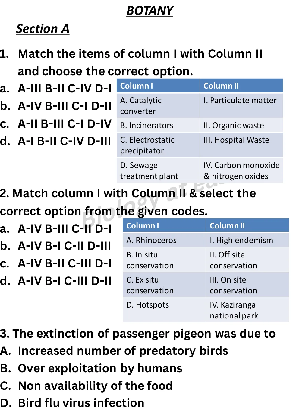 NEET Biology Full Mock 7 question sheet image 1