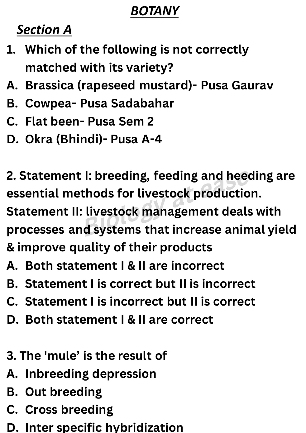 NEET Biology Full Mock 8 question sheet image 1