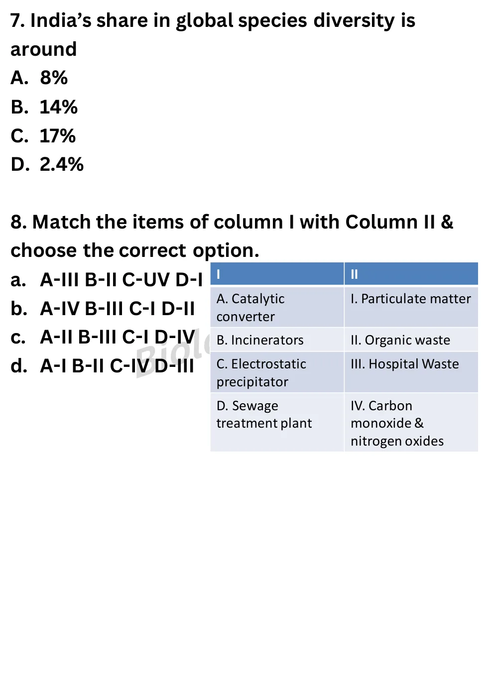 NEET Biology Full Mock 8 question sheet image 3